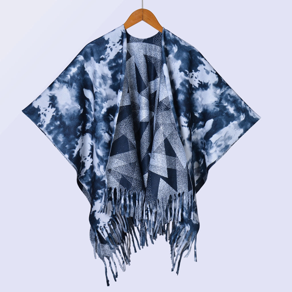 Nuovo scialle double face spesso, stile retr¨°, ampia cappa da donna.