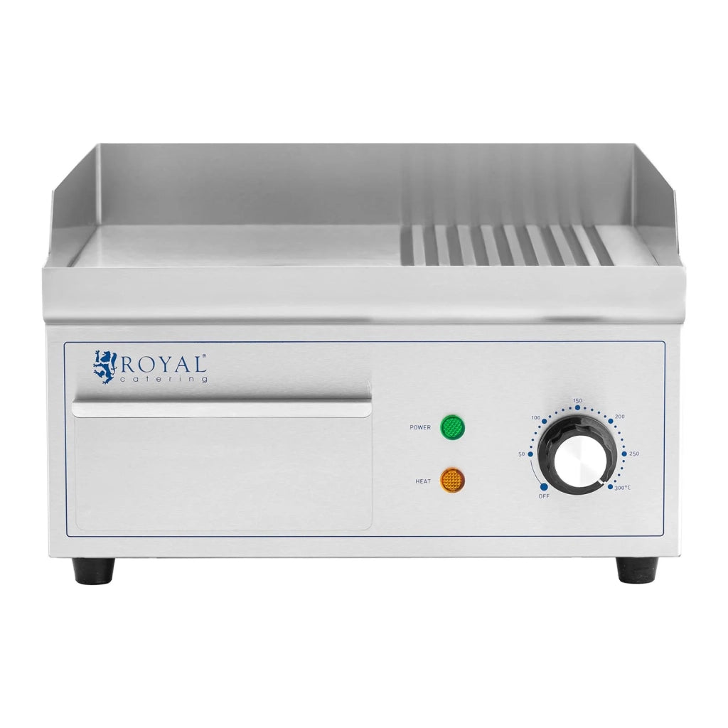 Piano cottura plancha elettrico professionale grill 2.000 watt (360 x 380 mm, piastra in ferro liscia e rigata) 14_0004063