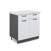 Mobiletto base per cucina Fame-Line Bianco rustico/Antracite 80 cm, PL Marmo Vicco