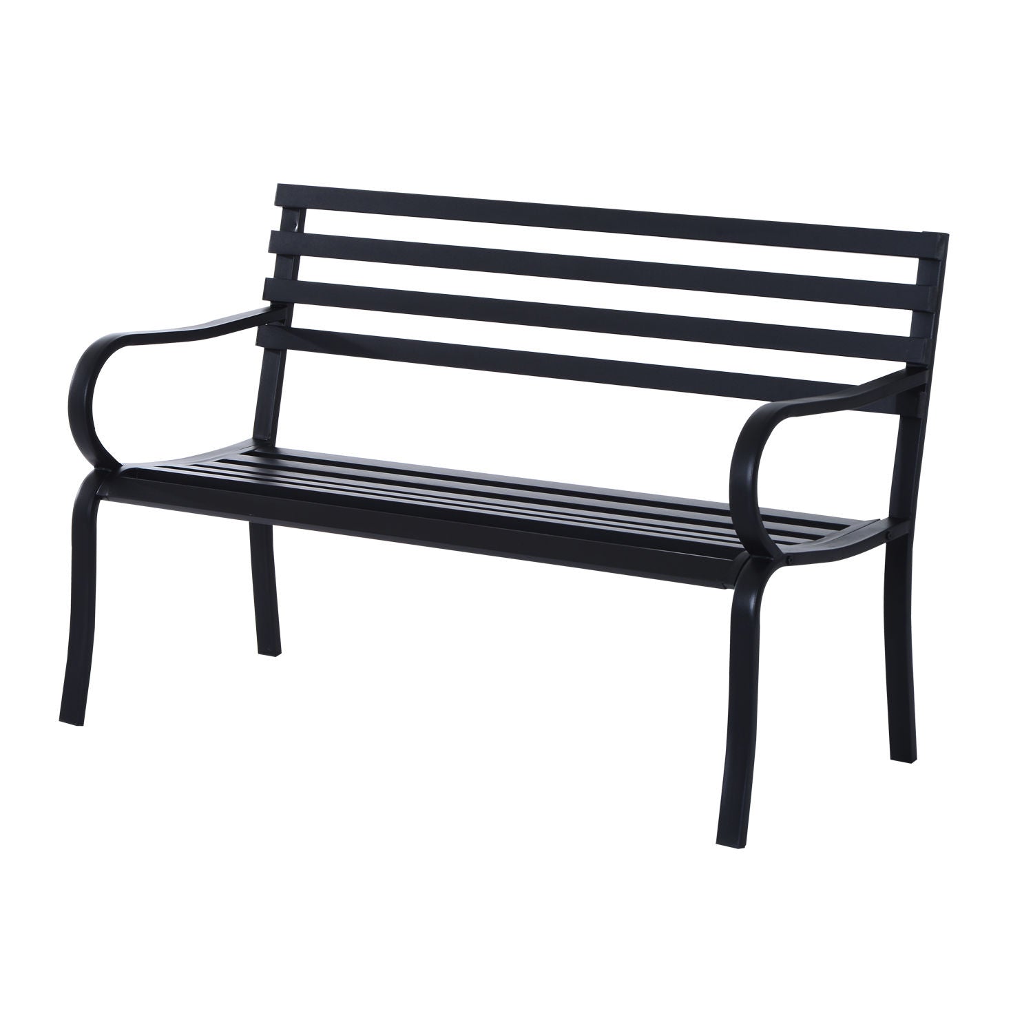 Panca da Giardino 2 Posti in Metallo 127x62x82 cm  Nero