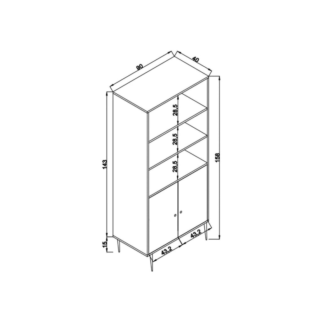 Libreria Suva, Scaffale da ufficio, Mobile portalibri, Biblioteca, 90x40h110 cm, Quercia