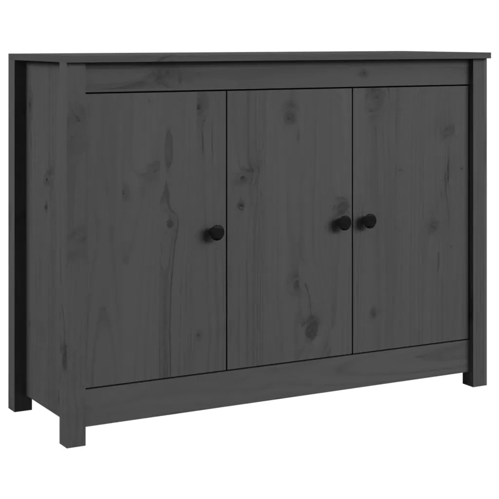 Credenza Grigia 100x35x74 cm in Legno Massello di Pino 814561