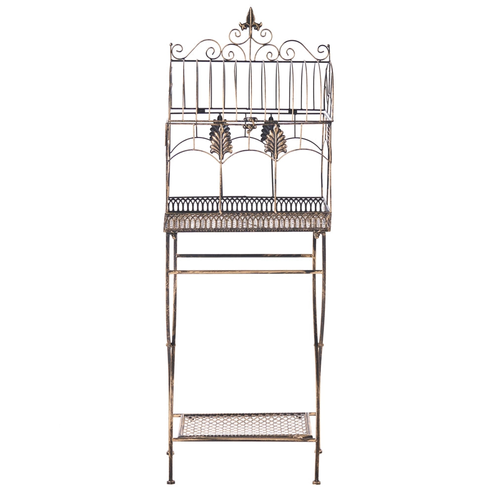 Set di 2 scaffali per piante in metallo da giardino indipendenti per interni e bagni colore nero