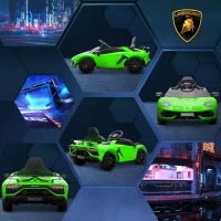 Macchina Elettrica per Bambini a 12V Licenza Lamborghini con Clacson e Telecomando, 107.5x63x42 cm, Verde