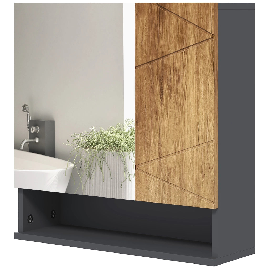 Armadietto da bagno specchio 2 ante ¨C zephmum ¨C naturale 55x17x55 cm