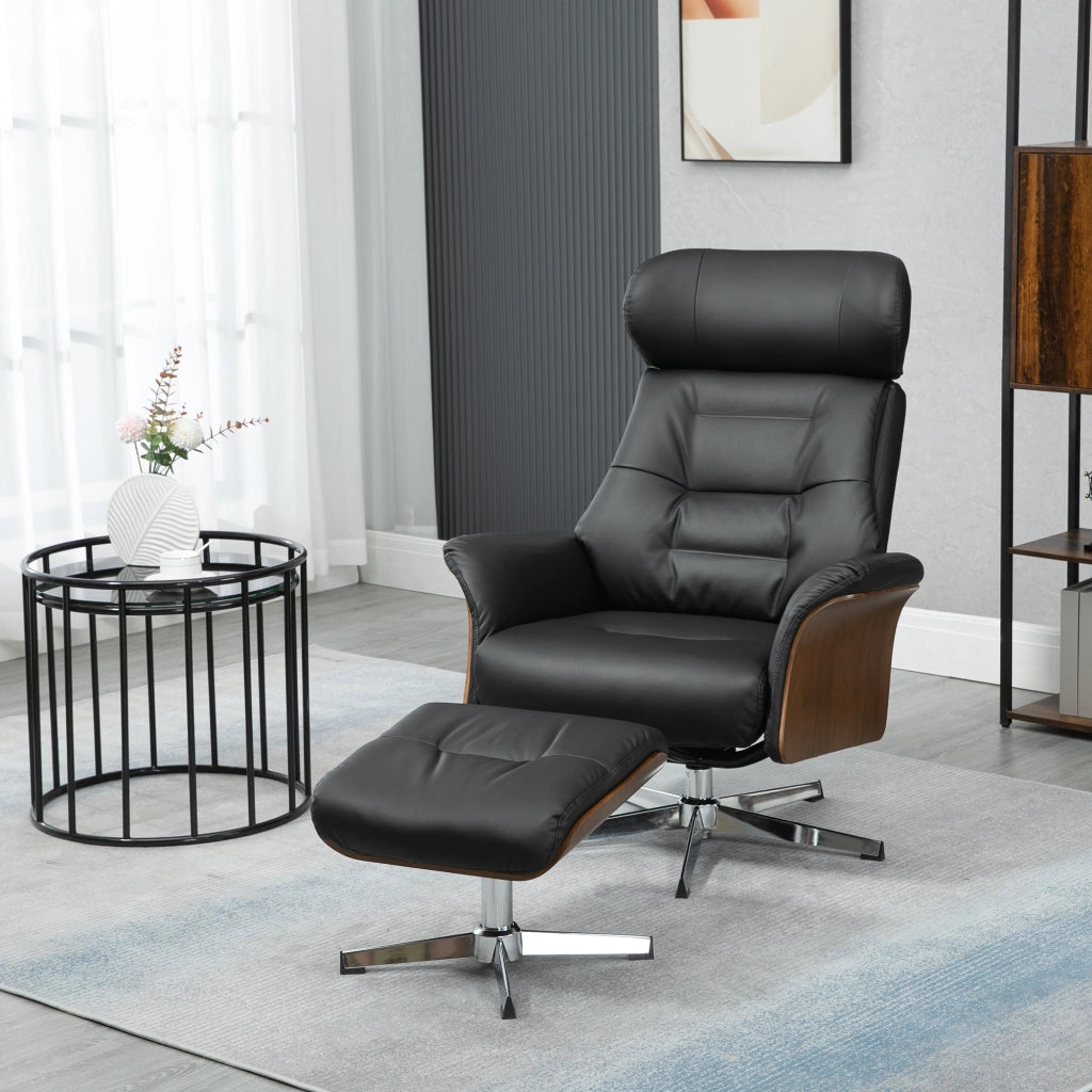 Poltrona relax reclinabile con poggiapiedi ¨C zephmum ¨C nero 80x84x108cm