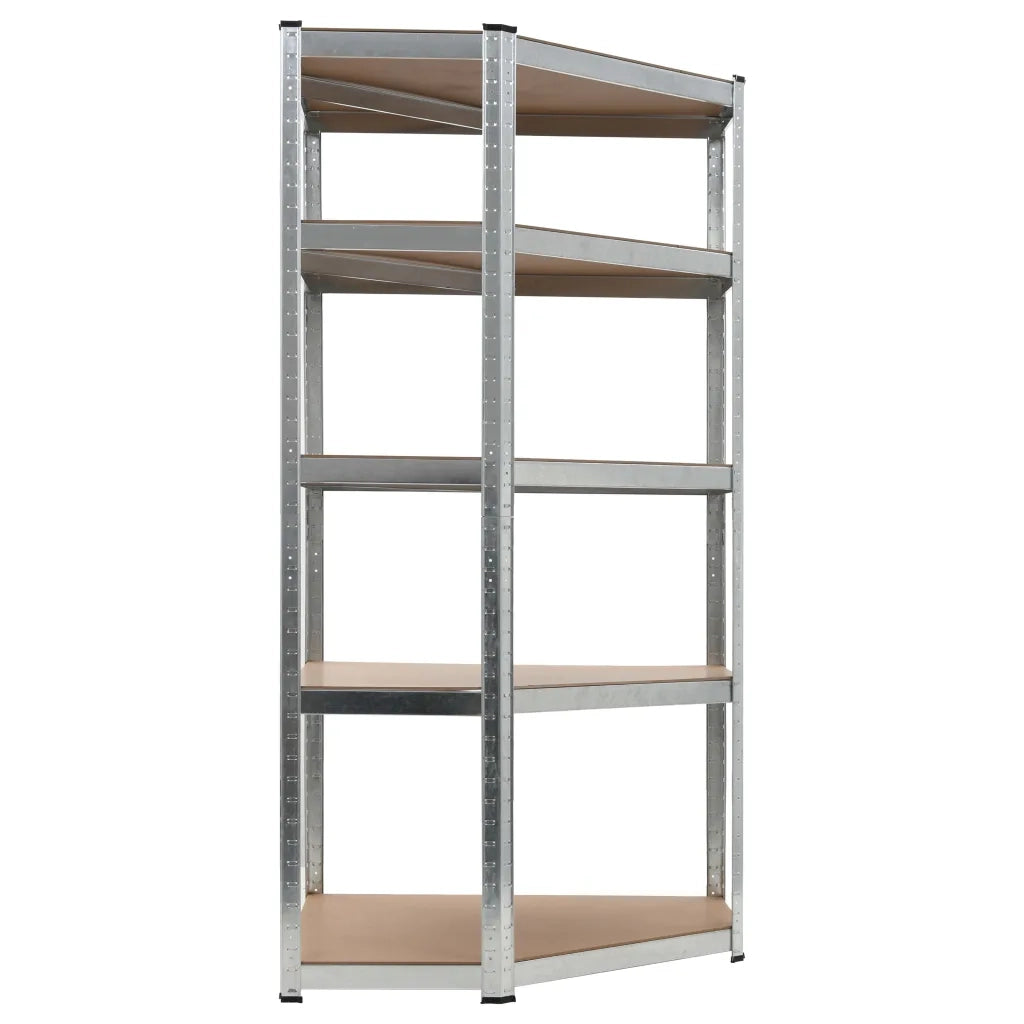 Scaffale Angolare 5 Ripiani Argento Acciaio e Legno Multistrato CFW6834540