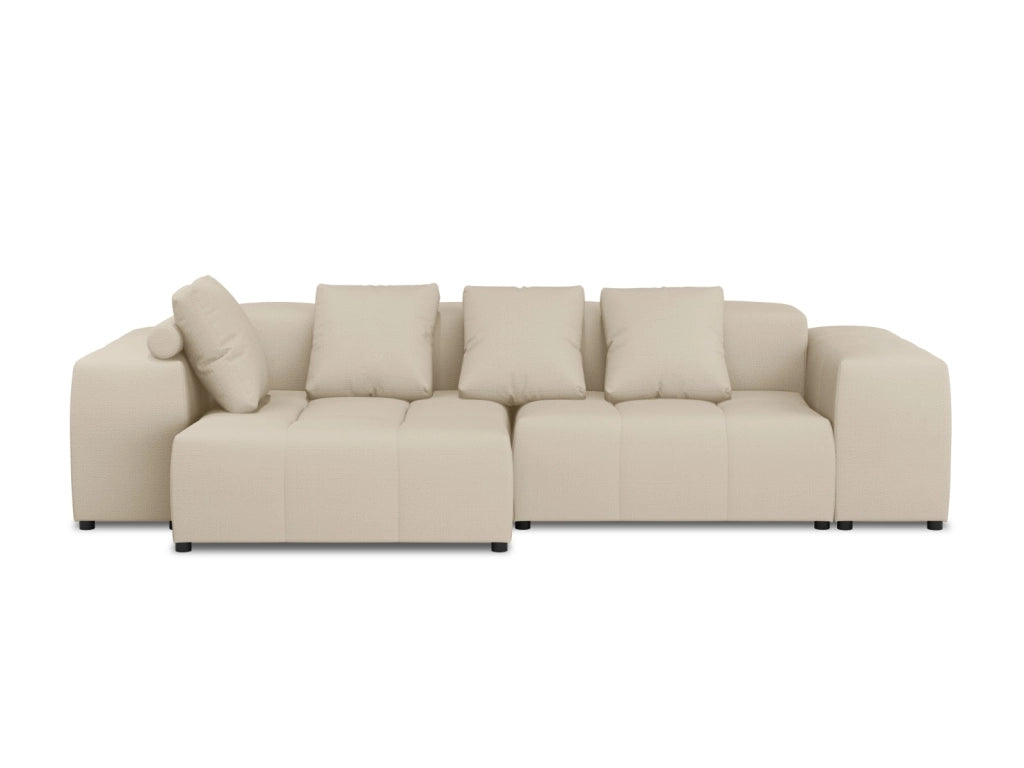 Cosmopolitan Design - Divano angolare modulare reversibile "Rome" 4 posti in tessuto strutturato beige 