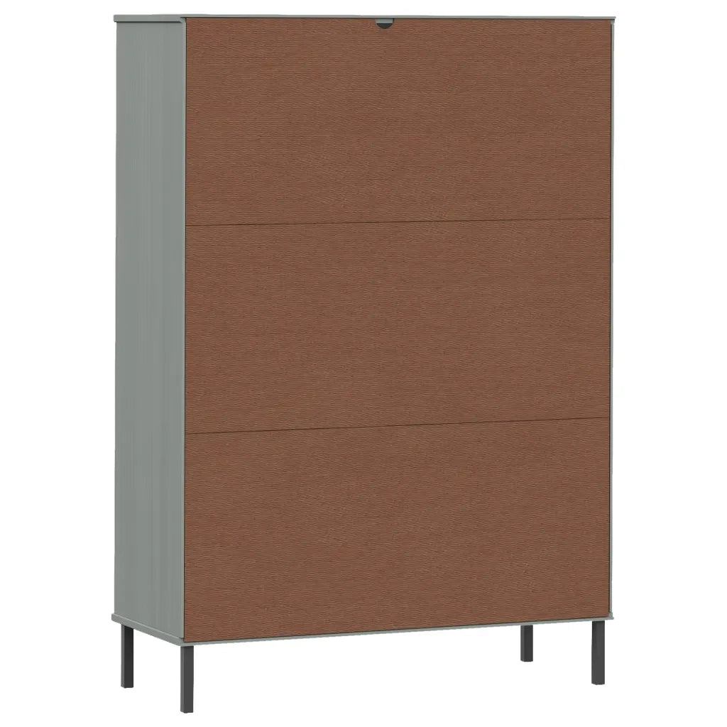 Libreria con Gambe Metallo Grigio 90x35x128,5 cm Massello OSLO 351013