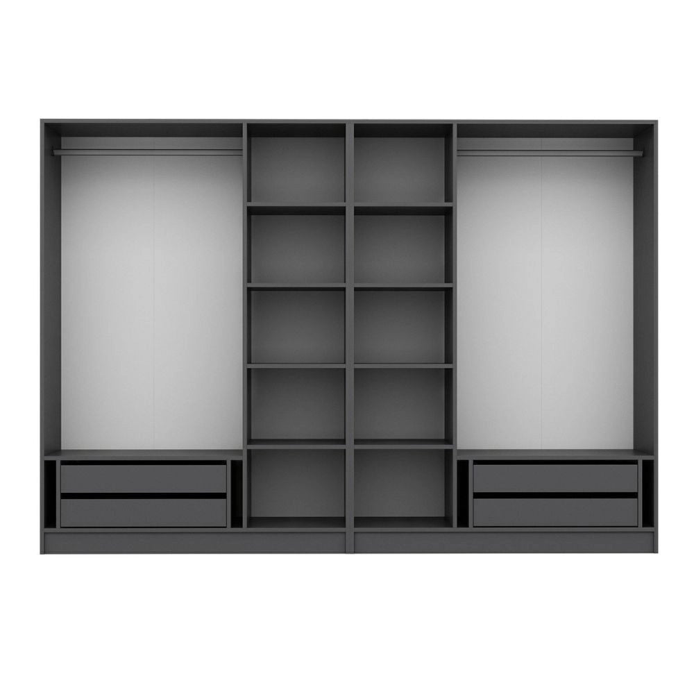 Armadio Kale 6 ante battenti effetto cannettato antracite 270x52x210H – Eleganza e capienza