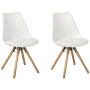 Set di 2 sedie da pranzo Sedile in ecopelle bianca Gambe in legno eleganti