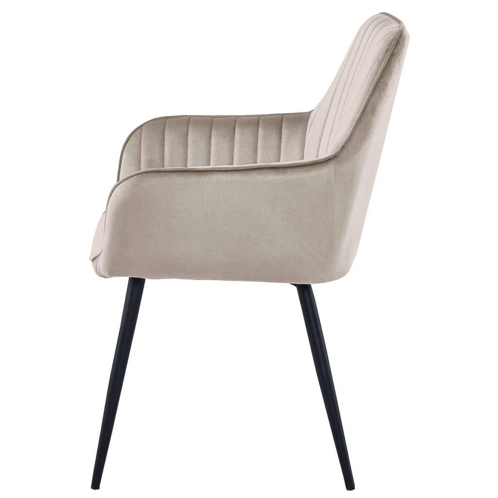 Sedia di design Solden in velluto beige scuro con gambe nere