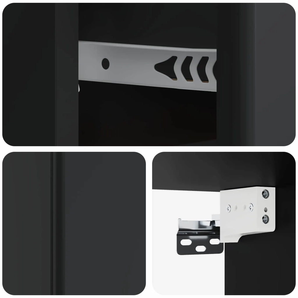 Mobiletto da notte a muro con cassetto Nero 34,5 x 33 x 20 cm