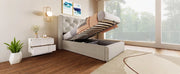 Letto Singolo Contenitore Imbottito ¨C MINIMAL ¨C Grigio Chiaro, 90x200, Rete a Doghe, Metallo