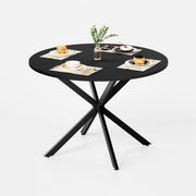 Tavolo da pranzo rotondo per 4-6 persone con base a X e piano in truciolare; per cucina e soggiorno; 120×76 cm; nero
