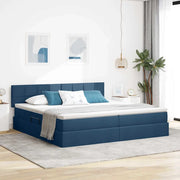 Letto con contenitore e materasso con testiera Blu 200 x 200 cm 3370535