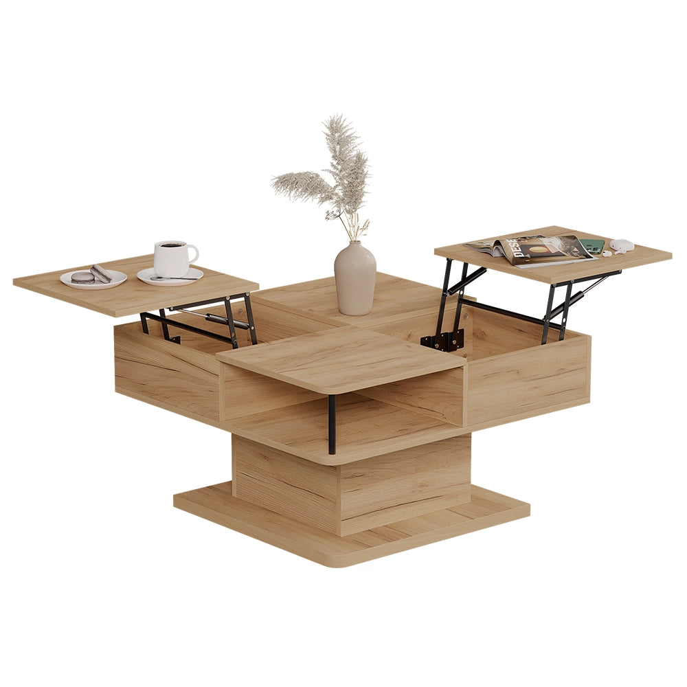 Vicco tavolino soggiorno Quercia dorata 80 x 45 cm con vani portaoggetti
