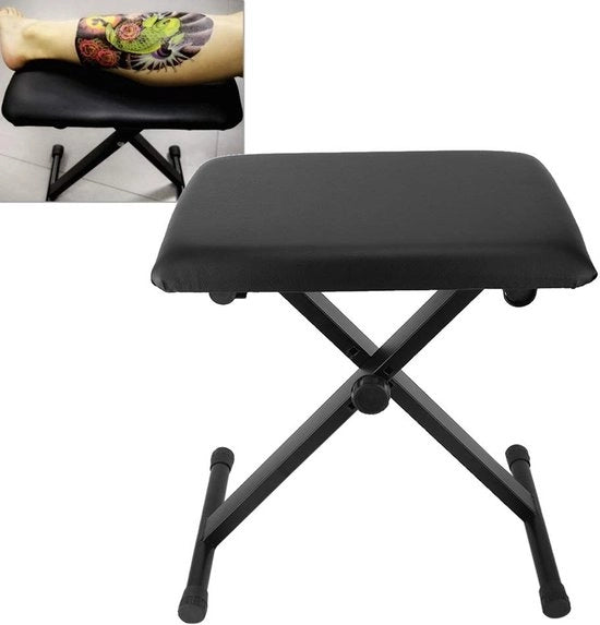 Sedile regolabile in altezza a 3 velocità, sostegno per gamba con cuscino spesso, supporto per gamba con cuscino per tattoo, portata massima 150 kg, sostegno per piedi standard per studio di tattoo da posizionare sotto il tavolo da lavoro.