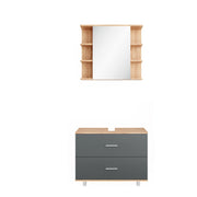 Vicco Set mobili bagno Antracite/quercia dorata 2 parti