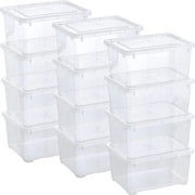 Scatola di archiviazione trasparente con coperchio, stivabile con ventilazione, set da 12 pezzi, 1,7 L