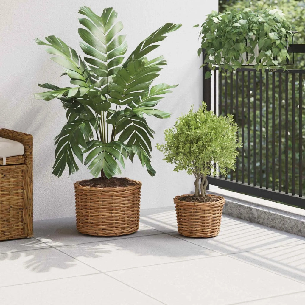 Cestino per Piante con archiviazione 2 pcs Marrone Rattan Kubu
