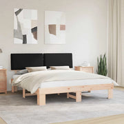 Letto con Testiera Rivestita Nero 200 x 200 cm Pino massello