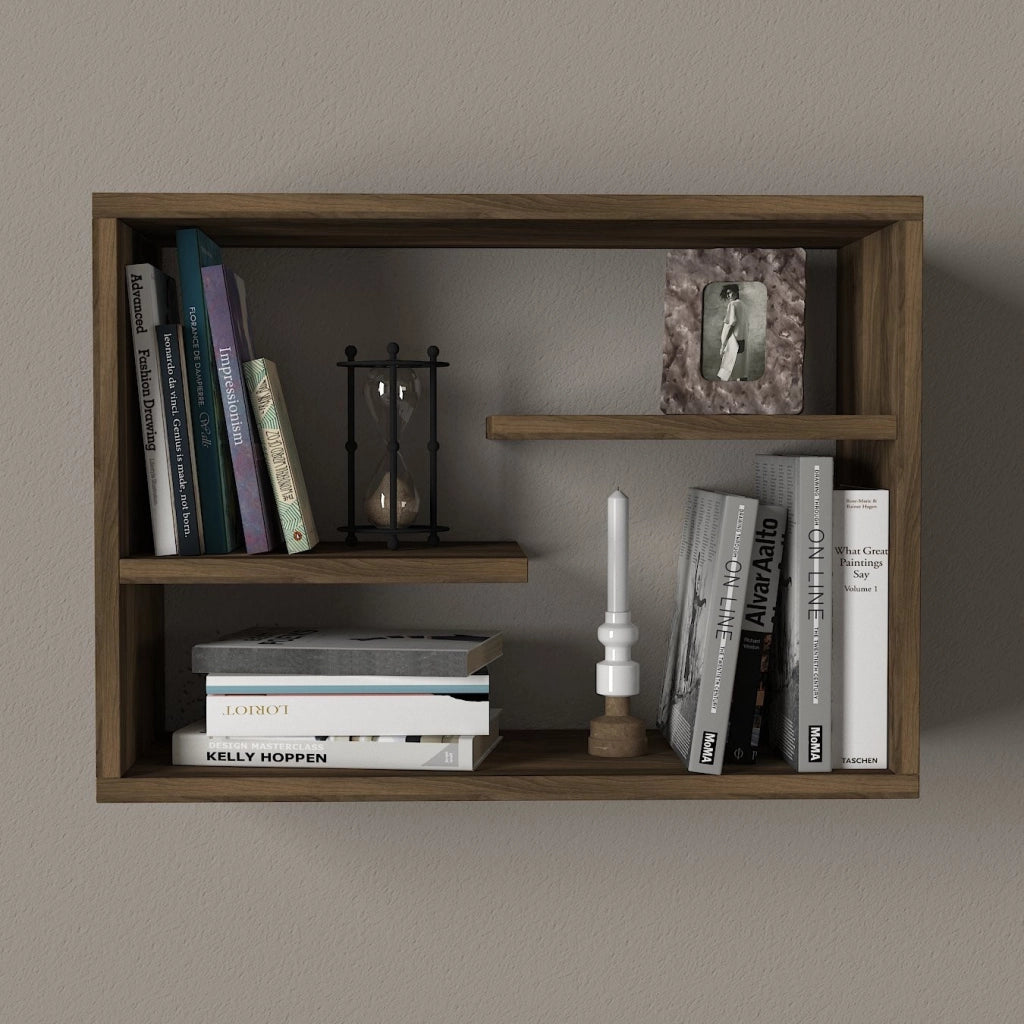 Mensola da parete in legno "Tino" - 60 x 19 x 44 cm - Noce