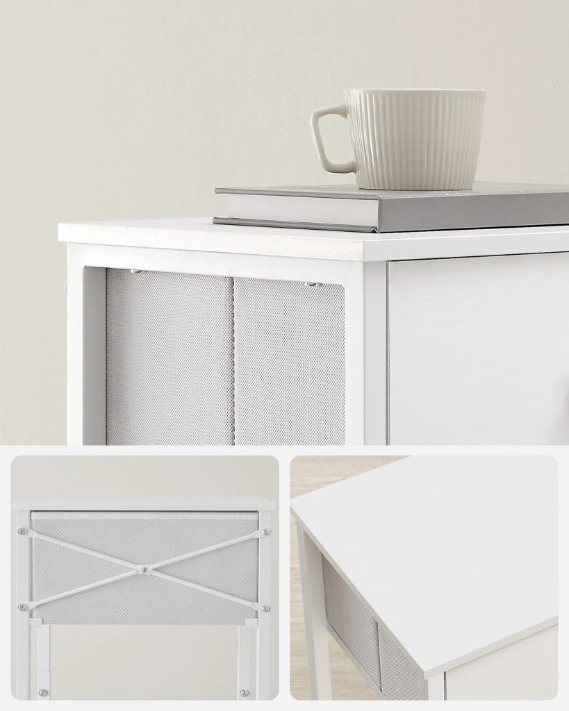 Comodino bianco Valora con cassetto e ripiano