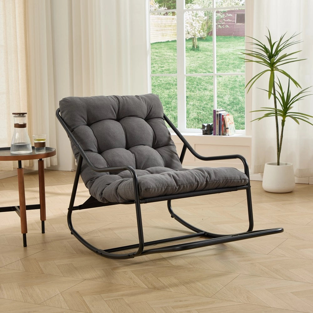 Poltrona Dondolo da Giardino con Cuscino ¨C Xylo ¨C Nero/Grigio