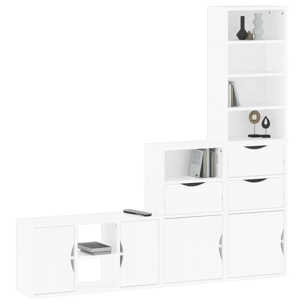 Mobile TV 4 pz con Contenitore ODDA Bianco in Legno di Pino 3365373