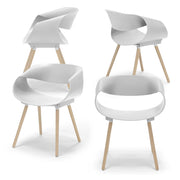 Set 4 sedie in polipropilene DILETTA con gambe in faggio, resistente ai raggi UV, design moderno, ideale per sala da pranzo, cucina, sala d’attesa, bar, ristoranti, colore Petrolio