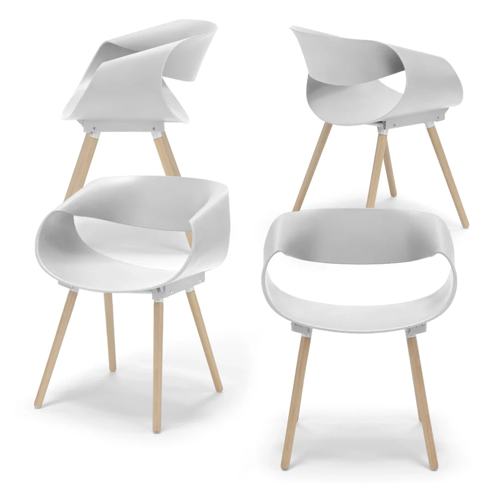 Set 4 sedie in polipropilene DILETTA con gambe in faggio, resistente ai raggi UV, design moderno, ideale per sala da pranzo, cucina, sala d’attesa, bar, ristoranti, colore Petrolio