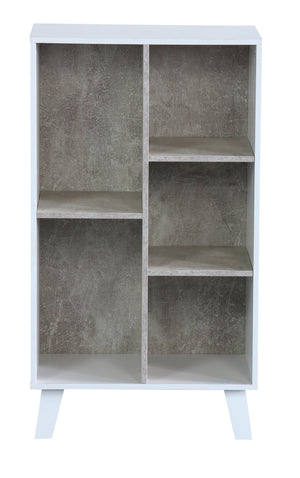 Libreria 5 Ripiani 50x30x90 cm in Pannello Truciolare Bianco/Cemento