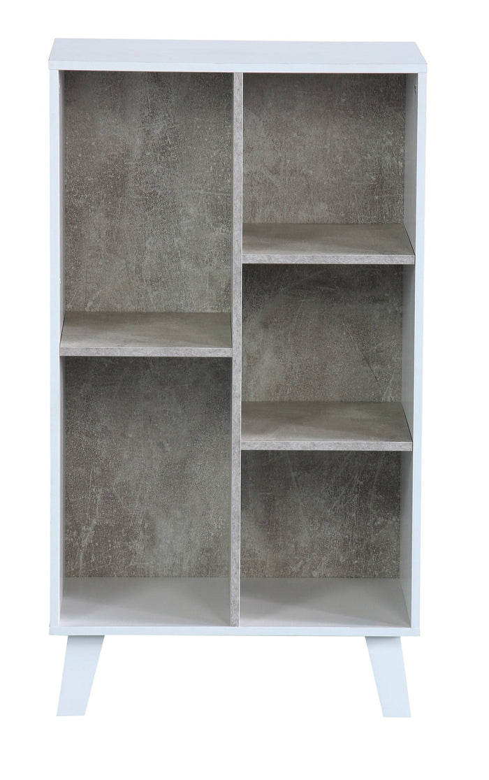 Libreria 5 Ripiani 50x30x90 cm in Pannello Truciolare Bianco/Cemento