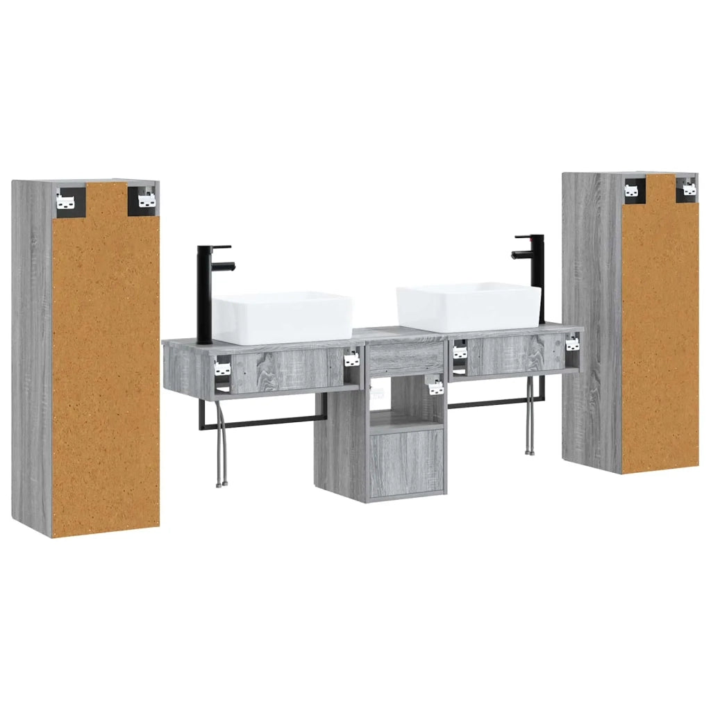 Set di mobili per il bagno 5 pz Sonoma grigio 3405979