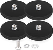 Magnetici neodymium per cucina con filo M4, 43MM 15KG di forza di attrazione, rivestimento in gomma, nero, rotondo, magnete a vite, magnete a vite con filo