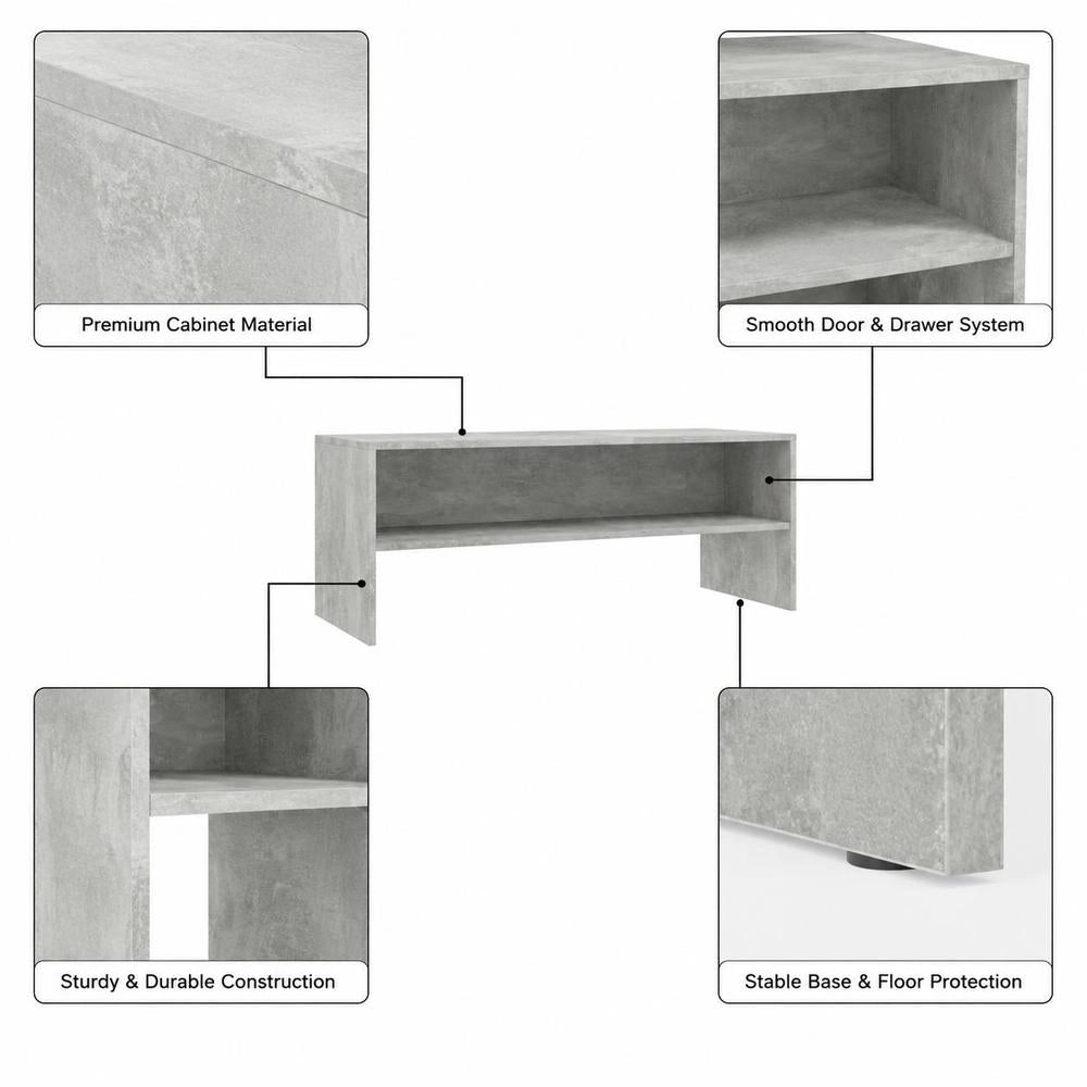 TV Cabinet Concrete Grey 100x40x40 Cm Wood-based Material