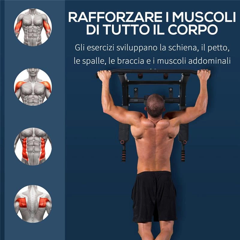 BARRA TRAZIONI MURO IN ACCIAIO CON IMBOTTITURE ANTISCIVOLO CARICO MASSIMO120 KG