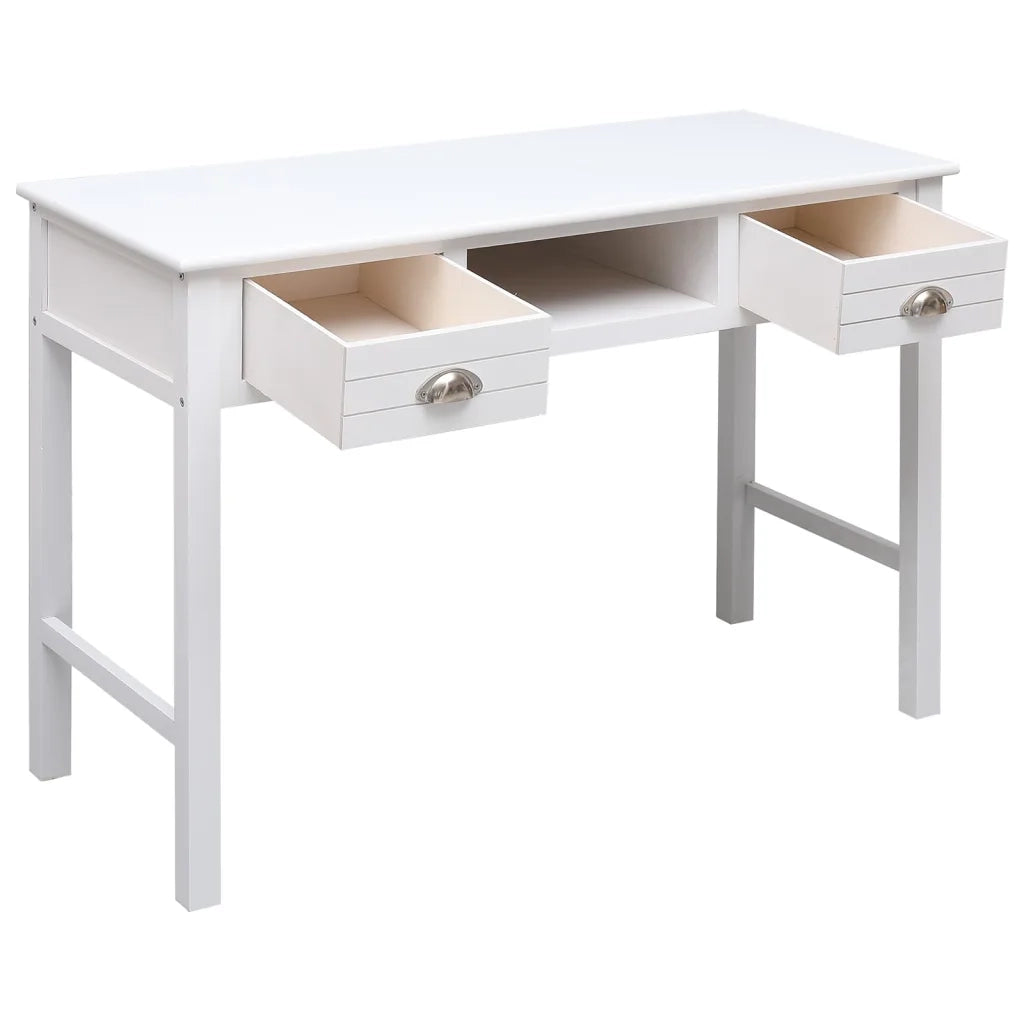 Scrivania Bianca 108x45x76 cm in Legno Massello di Paulownia 338535