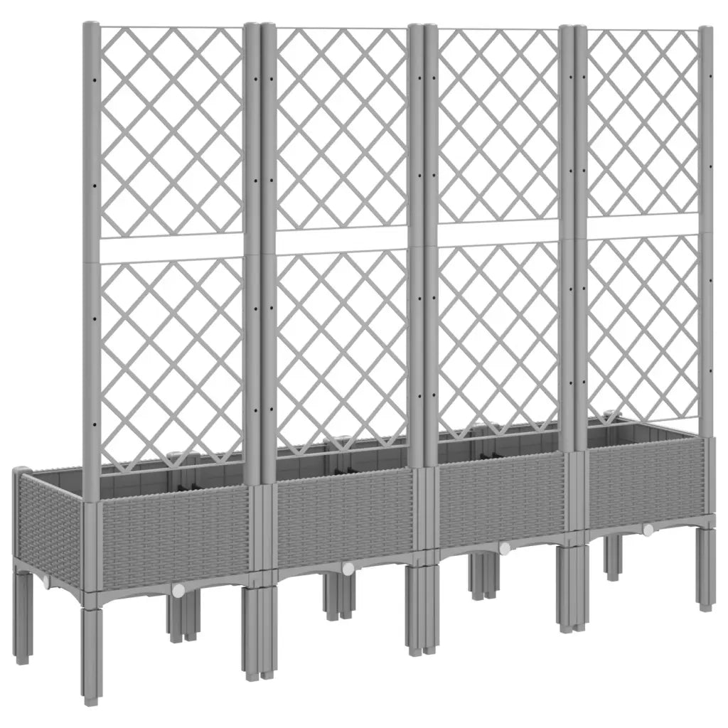 Fioriera Giardino con Traliccio Grigio Chiaro 160x40x142 cm PP 367932