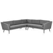 Divano angolare da esterno Grigio Poliestere Rivestito 5 Posti Divano da giardino Resistente all'acqua UV Design Moderno