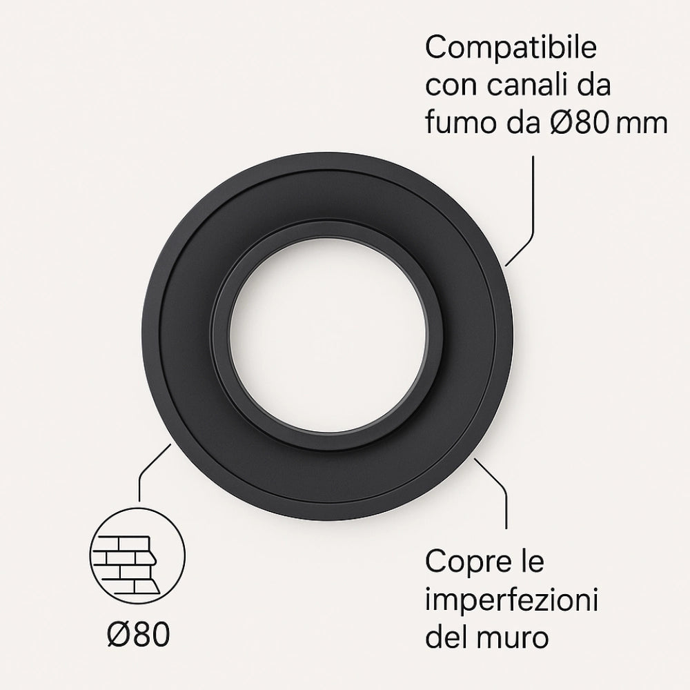 Rosone finitura arredo ø 80 mm silicone canale fumo stufa pellet copertura