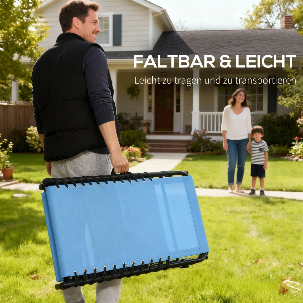 Sdraio pieghevole tessuto traspirante telaio in metallo 189×58×30cm blu