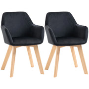 Set di 2 Sedie da Pranzo ¨C Zephmum ¨C Velluto Grigio Scuro, Struttura in Legno Hevea, 54x57x80 cm