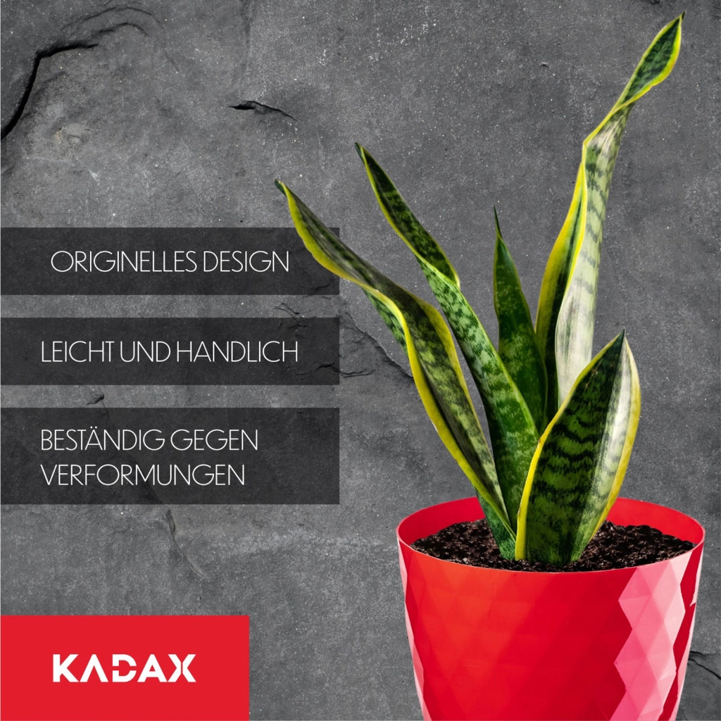 Vaso da fiori in plastica KADAX con supporto, coprivaso, 14 cm, rosso, Kadax