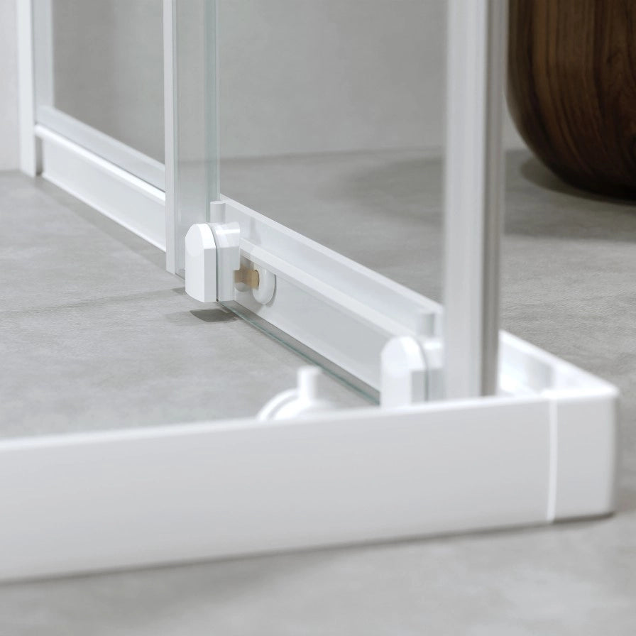 Box Doccia 3 Lati 80x120x80 Cm h190 Scorrevole Profili Bianco Opaco Vetro Trasparente| Neat