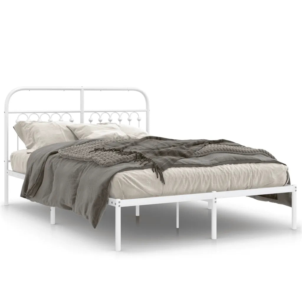 Giroletto con Testiera-Struttura Letto con testiera Metallo Bianco 140x190 cm 170834
