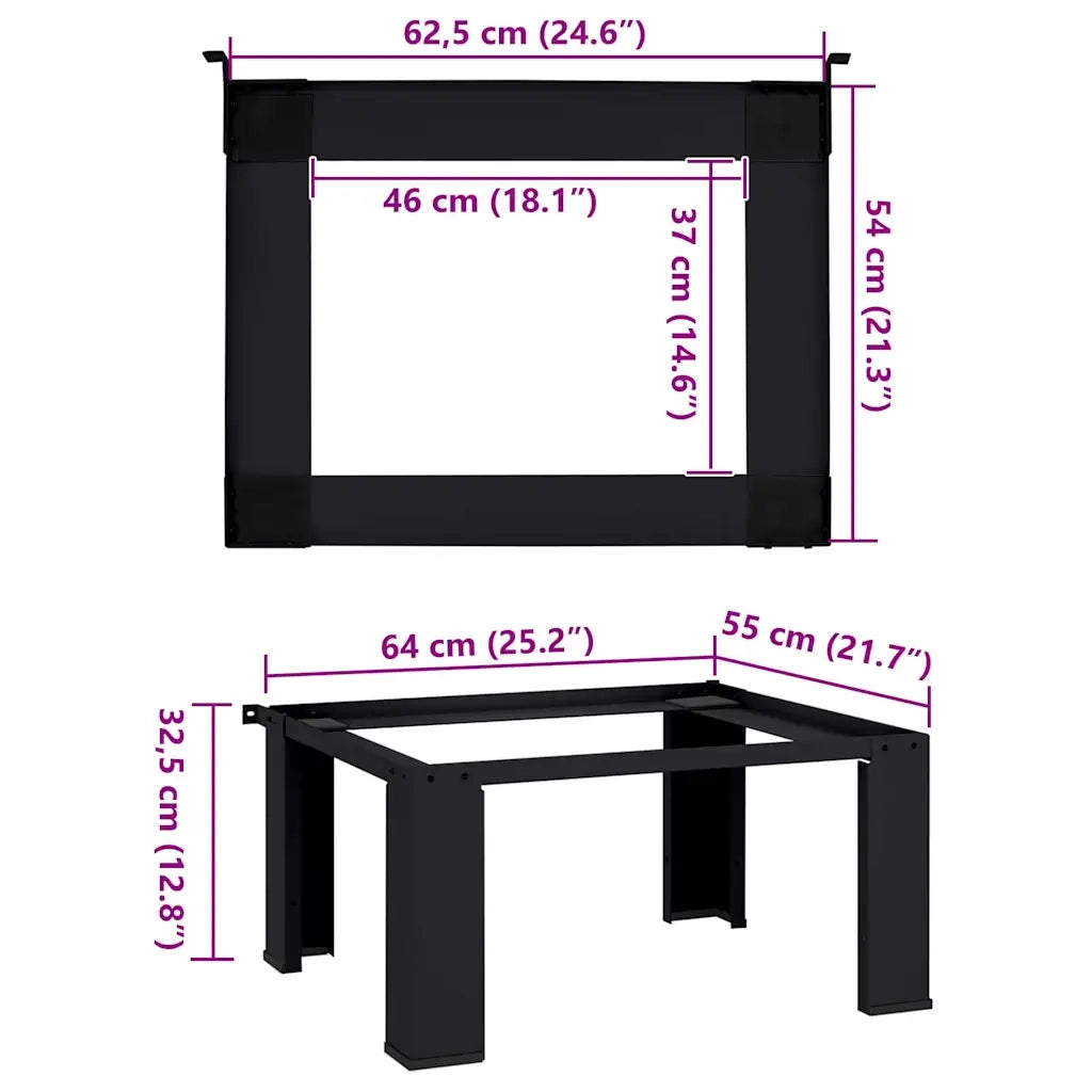 Pedestallo per Lavatrice Nero 64 x 55 x 32,5 cm Acciaio 42022033