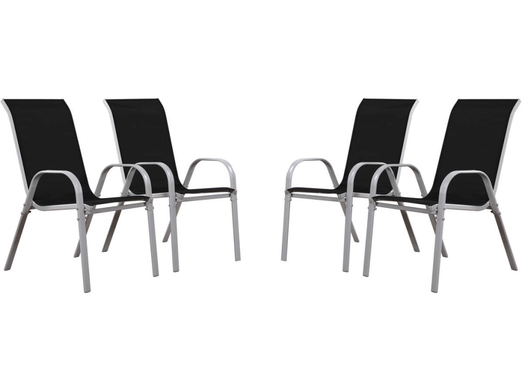 Sedia da giardino textilene "Cordoba" -Phoenix - Nero -Set di 4