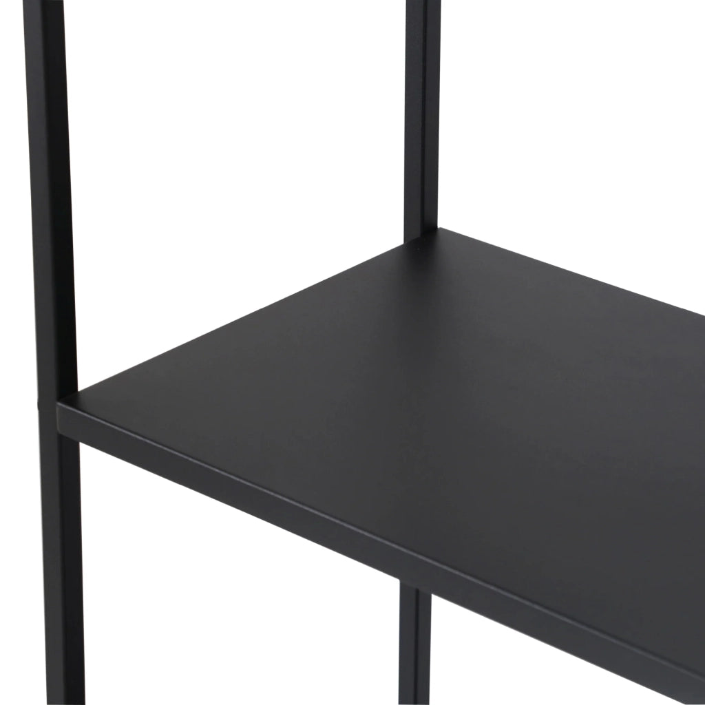 Mobile contenitore indipendente dal design senza tempo Vehmaa per soggiorno o camera da letto con pannelli decorativi in ​​acciaio 188 x 90 x 30 cm nero 03_0011158